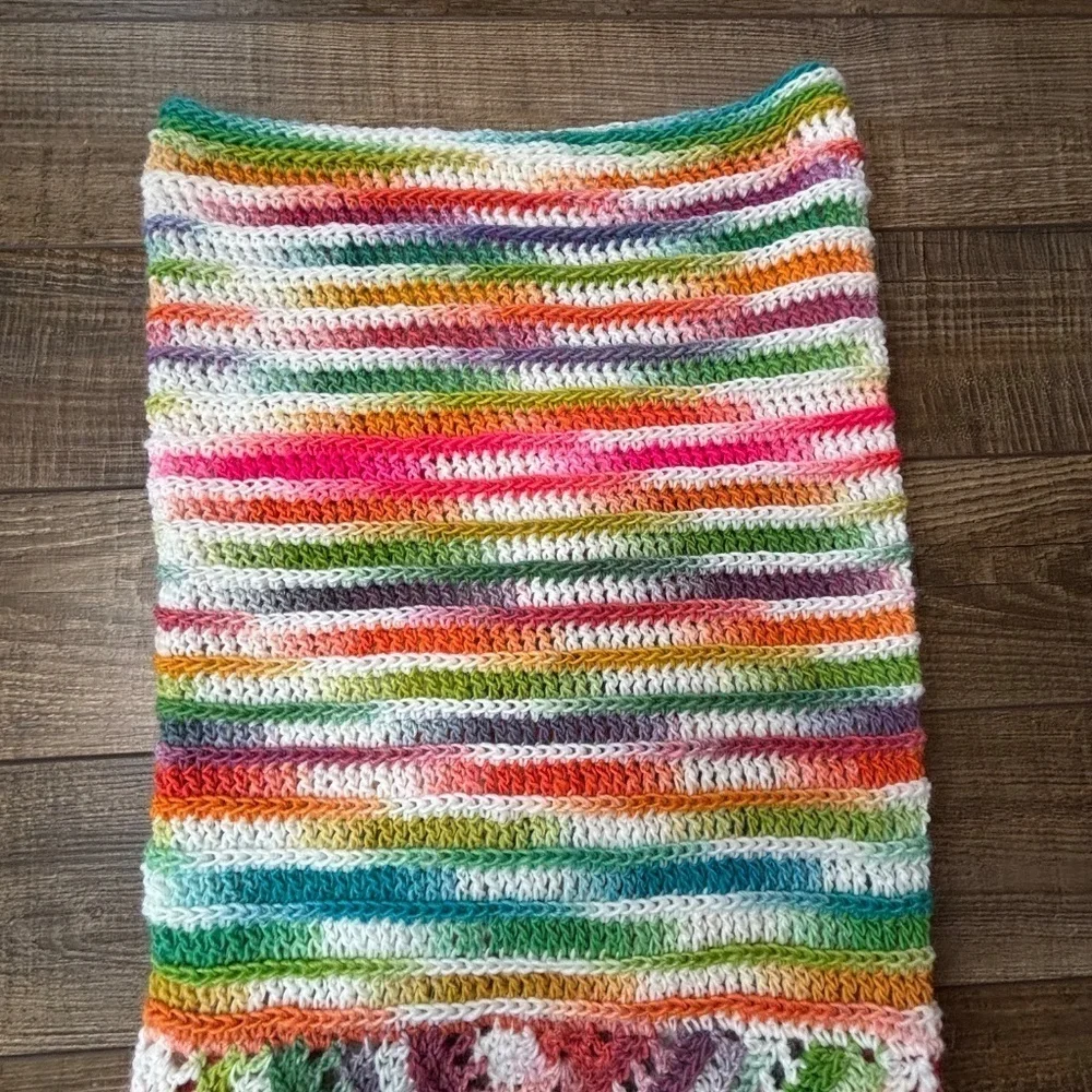 Handcrafted Crochet Hooded Cowl Scarf With Fringe New Handmade by Seller Knit